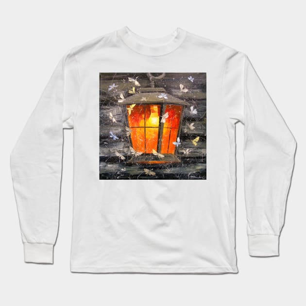 Night lantern and butterfly Long Sleeve T-Shirt by OLHADARCHUKART